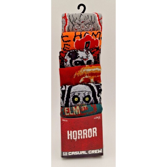 HORROR Casual Crew Socks Bioworld 6 Pk Sz 8-12 - Picture 4 of 10